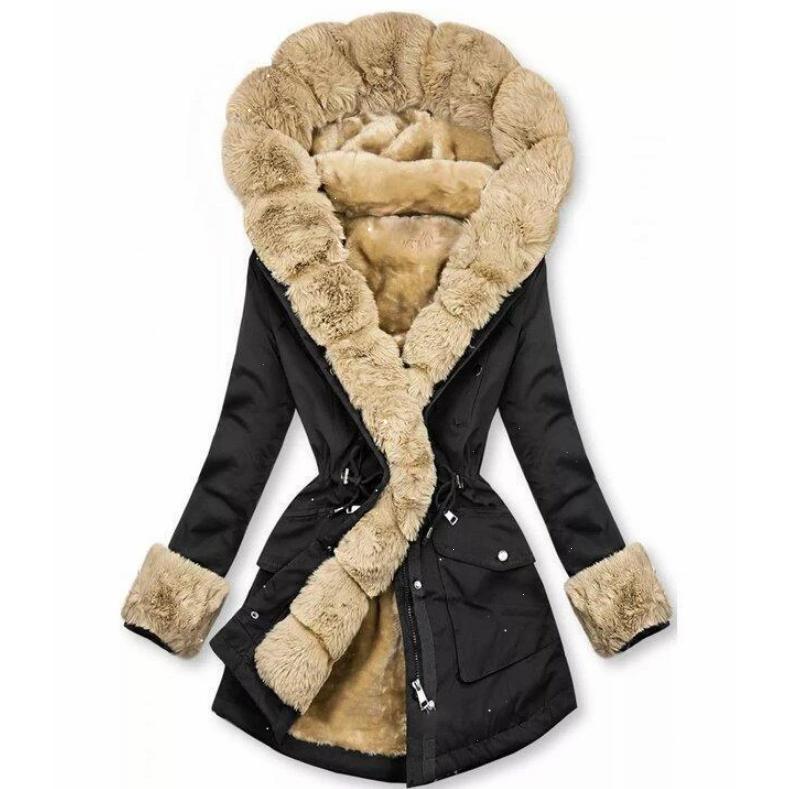 2024 Coat Fur Collar Coat Cross-Border Autumn and Winter Women's Warm Fur Collar Hood Coat