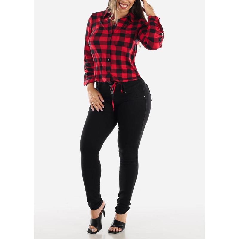 MX JEANS Black Butt Lifting High Waisted Skinny Jeans with Pockets