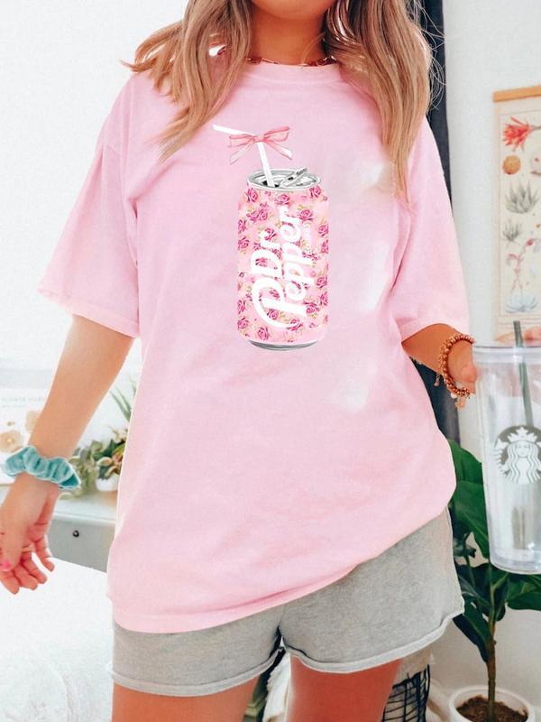 Dr Pepper Sweatshirt, Cute Baby Pink Bow Tee and Sweatshirt, Dr Pepper Gift, Dr Pepper Bow Crewneck Sweaters Womenswear Women Lady Floral Hoodie Tops