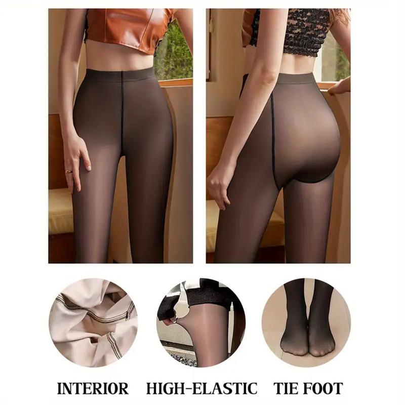 MAGIC FLEECE LINED LEGGINGS (CLOSED FOOT) Women Warm Fleece Lined Translucent Pantyhose Tights, Sheer Leggings Winter Tights Elastic Sheer Thermal Pants Womenswear Comfort