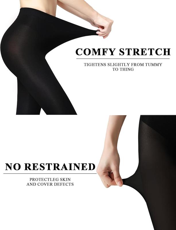 2 Pairs 80D Tights for Women,Women's Sheer Black Tights,Soft Opaque Pantyhose and Stockings for Comfort and Elegance