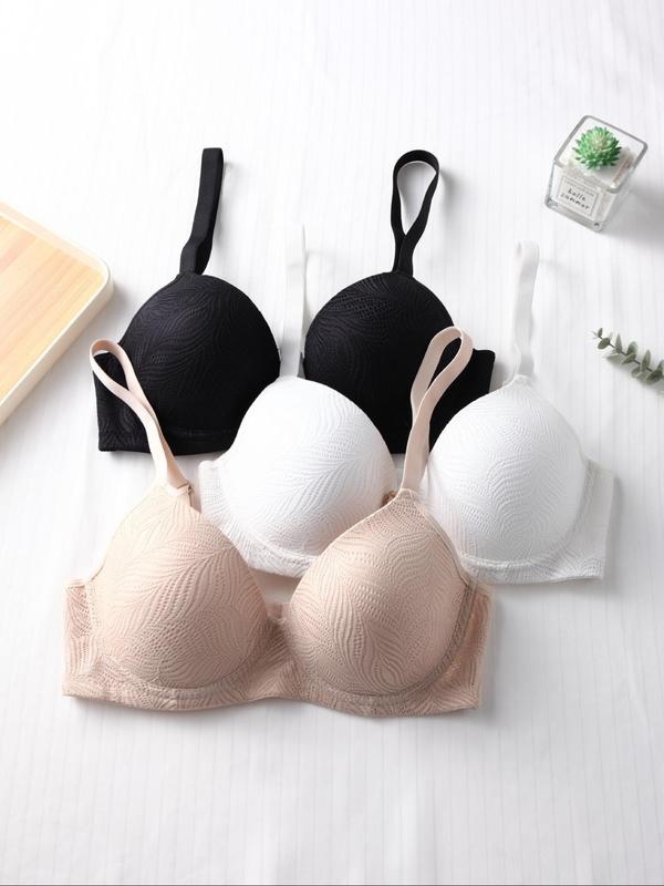 Women's Solid Adjustable Strap Underwire Bra, Soft Comfortable Breathable Push Up Bra, Lingerie for All Seasons