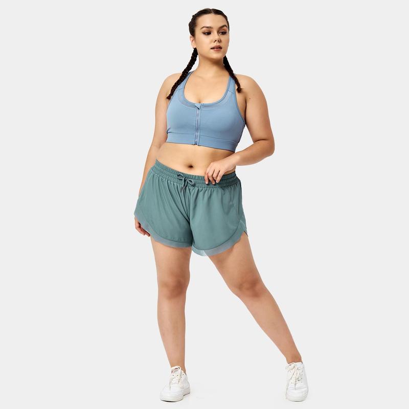 Halara Drawstring Contrast Mesh 2-in-1 Plus Size Shorts 4