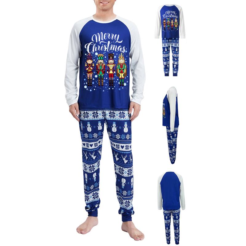 Family Matching Christmas Pajama Set, Snowman Print Raglan Sleeve Tops Elastic Waist Pants for Fall Winter