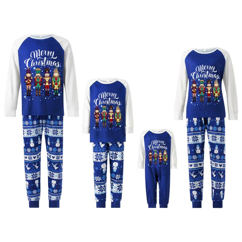 Family Matching Christmas Pajama Set, Snowman Print Raglan Sleeve Tops Elastic Waist Pants for Fall Winter