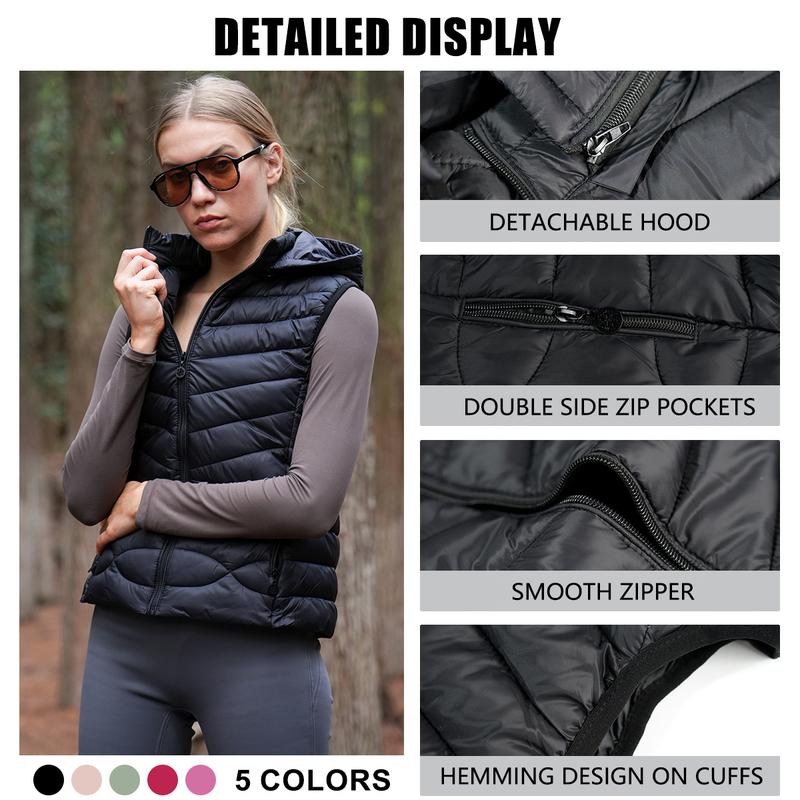 Women's Cotton-Padded Vest with High Stand Collar and Quilted Design for Fall and Winter - Casual, Basic