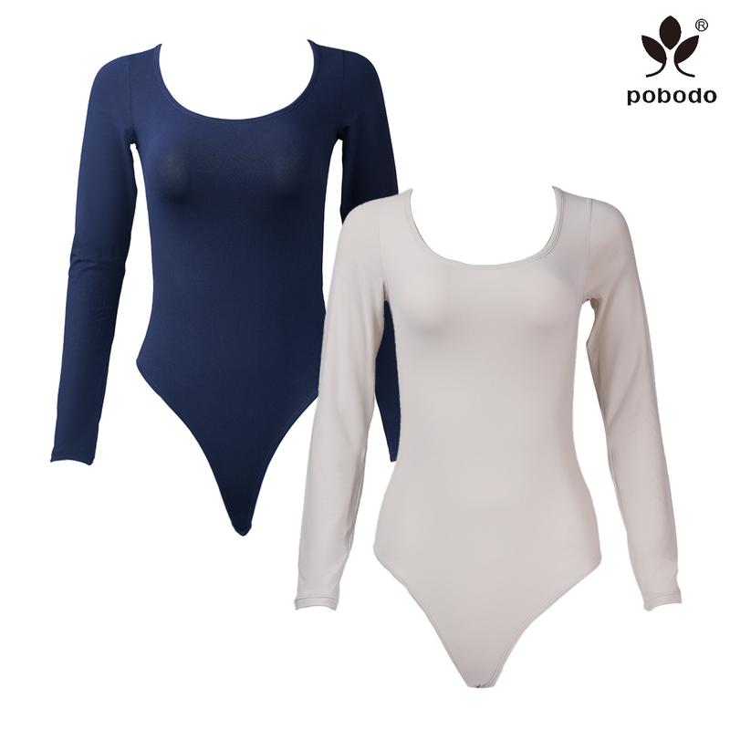 Pobodo Winter High Price 2 Piece Women's Solid Color Square Neck Long Sleeve Shapewear Bodysuit, Fall and Winter Wear, Casual and Comfortable Tummy Tucking and Hip Lifting Shapewear, Women's Fall Shapewear