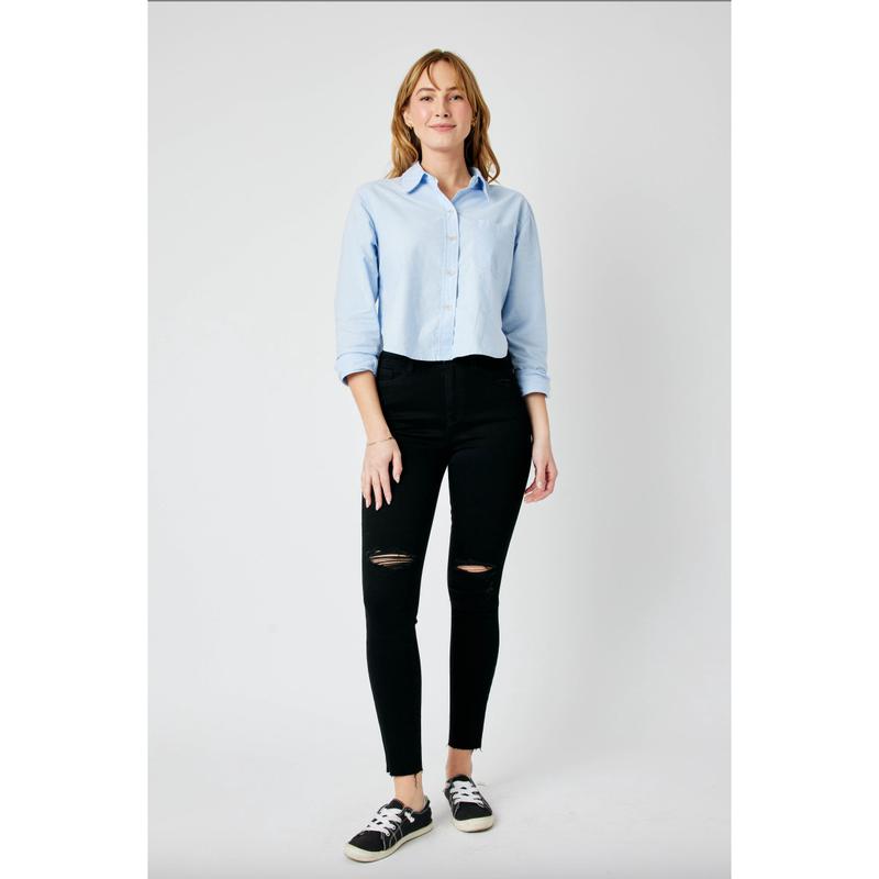 Judy Blue Destroyed Raw Hem Black Jeans