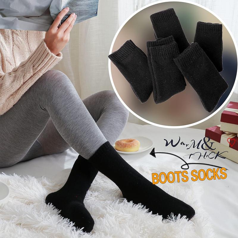 Merino Wool Socks Thermal Warm Winter Thick Hiking Boot Cozy Crew Cabin Comfy for Womens Ladies Work Socks 5 Pack