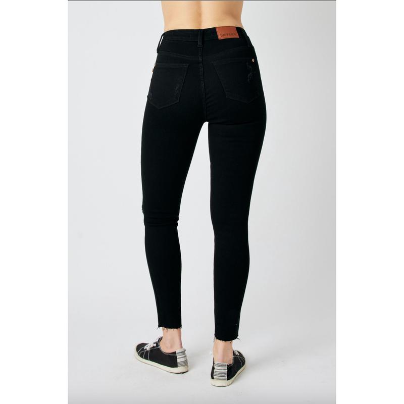 Judy Blue Destroyed Raw Hem Black Jeans