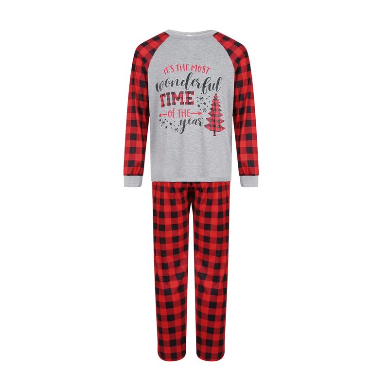 Matching Family Christmas Pajamas Family Pjs Pullover Tops Plaid Long Pants Matching Holiday Pajamas Sets