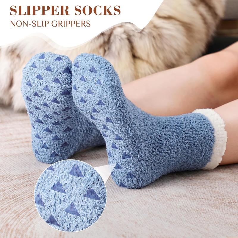 Fuzzy Socks - 5 Pairs Slipper Socks for Women, Cozy Socks, Women's Winter Warm Socks, Non Slip Fuzzy Slipper Socks