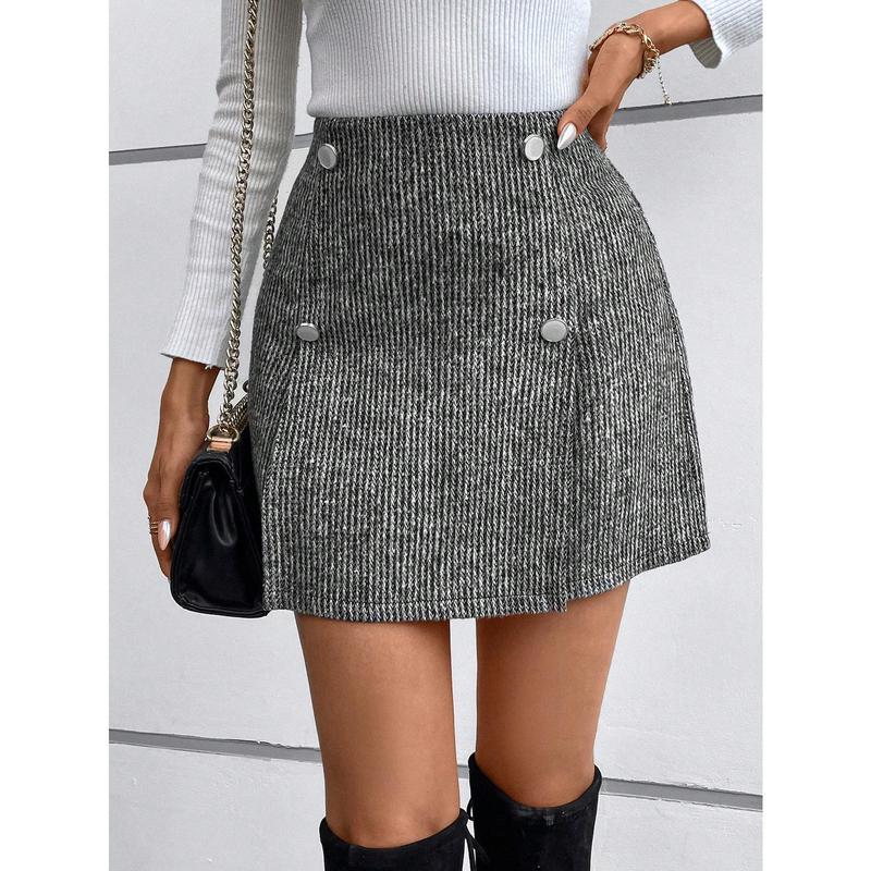 High Waist Button Detail A-line Skirt gauze skirt