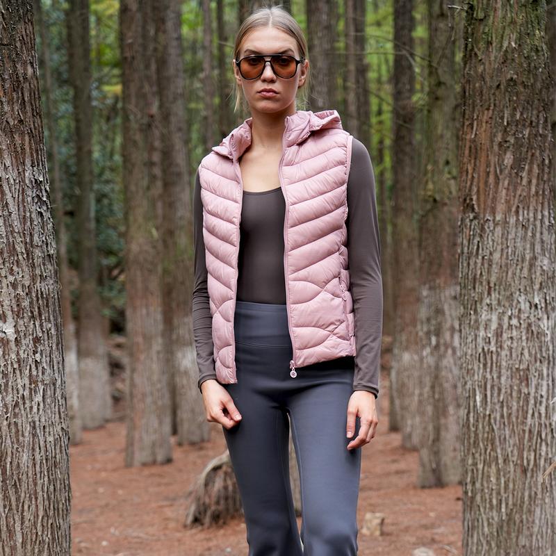 Women's Cotton-Padded Vest with High Stand Collar and Quilted Design for Fall and Winter - Casual, Basic