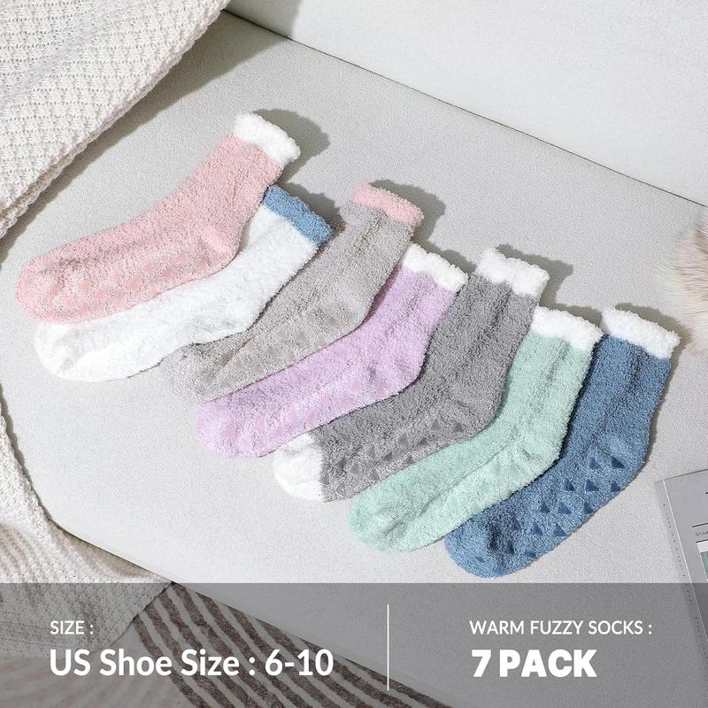 Fuzzy Socks - 5 Pairs Slipper Socks for Women, Cozy Socks, Women's Winter Warm Socks, Non Slip Fuzzy Slipper Socks