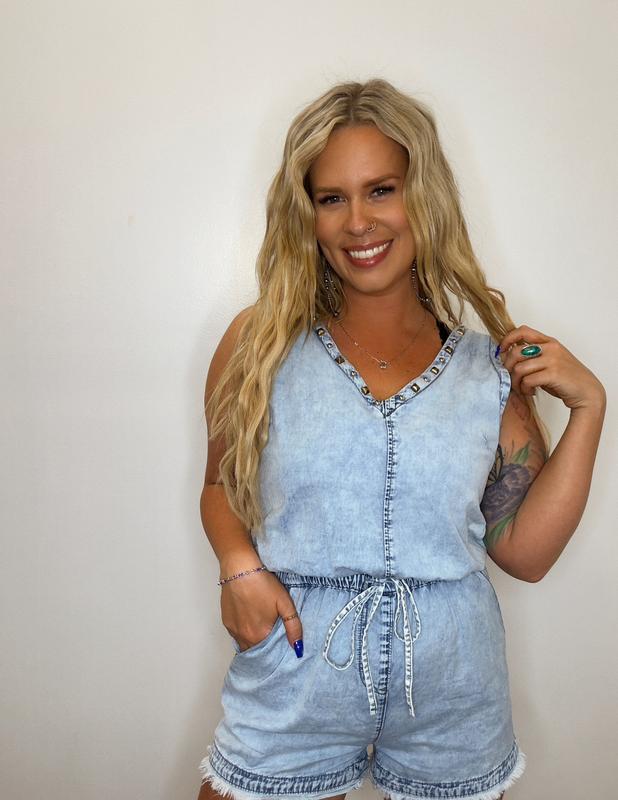 Eyes for you denim romper