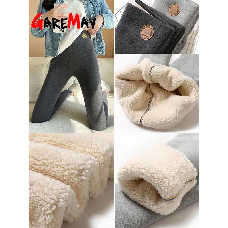 Women's Warm Leggings Soft with Fleece Thermal Pants Gray High Waist Leggings Skinny Thick Velvet Winter Leggings for Women