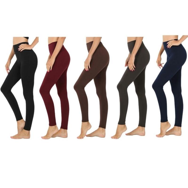 (5-Pack) Women's Premium Warm Fleece-Lined Leggings