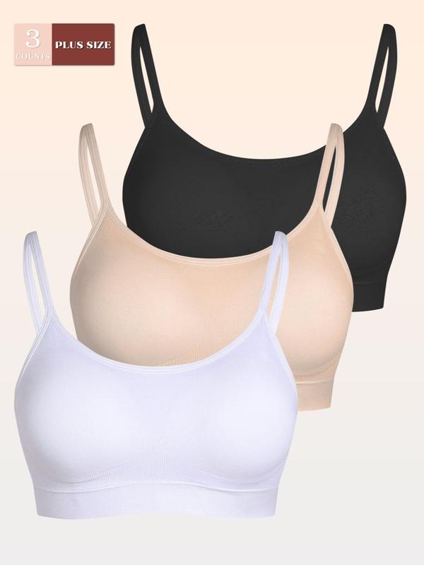  Solid Wireless Bra, Casual Comfy Breathable Adjustable Strap Bra, Women's Lingerie for All Seasons