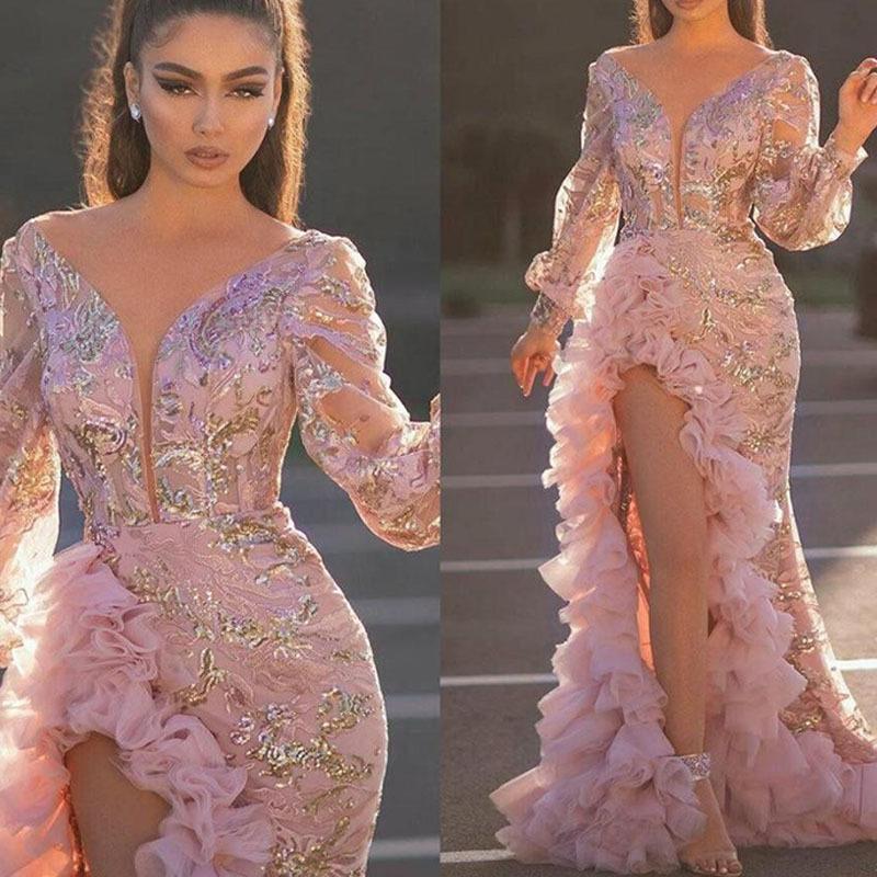 Colorful 2024 Spring Summer New European and American Women's Sexy Hip Trailing Sequin Pink Long Mesh Evening Long Dress