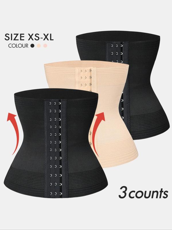 Women's Solid Hook & Eye Waist Trainer, Tummy Control Shaper, Waist Cincher for Postpartum Recovery, Girdle