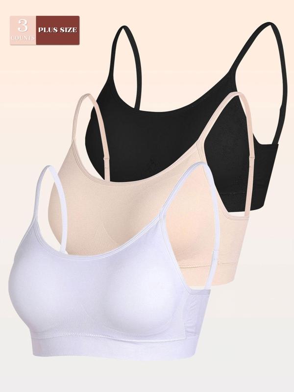  Solid Wireless Bra, Casual Comfy Breathable Adjustable Strap Bra, Women's Lingerie for All Seasons