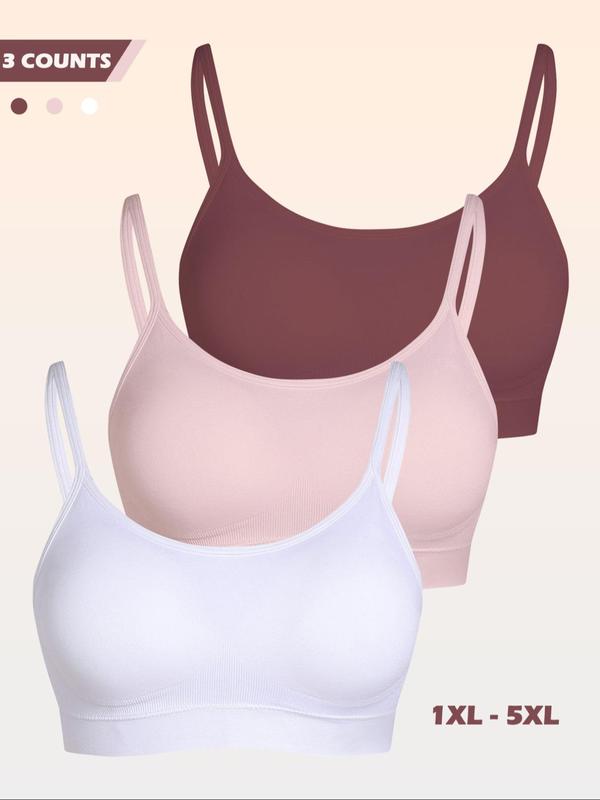  Solid Wireless Bra, Casual Comfy Breathable Adjustable Strap Bra, Women's Lingerie for All Seasons