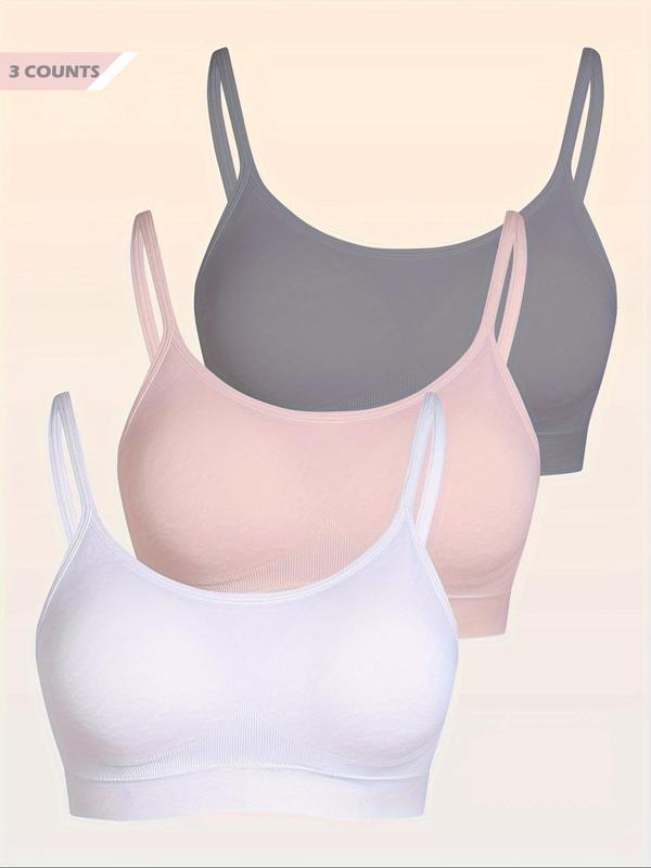  Solid Wireless Bra, Casual Comfy Breathable Adjustable Strap Bra, Women's Lingerie for All Seasons