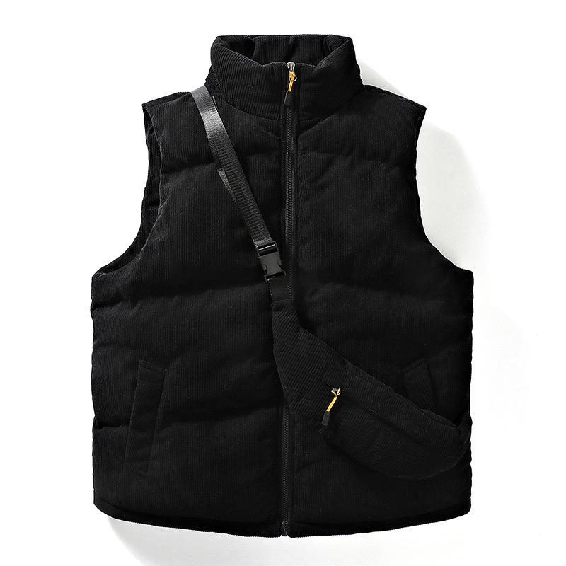 Women's Solid Zip Up Funnel Neck Vest Coat with Free Backpack, Casual Pocket Design Sleeveless Outerwear for Fall & Winter