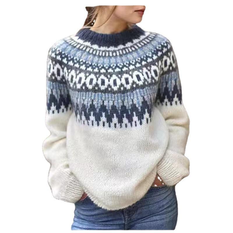 Autumn and Winter Best Selling Women's Clothes Sweater Acrylic Thick Needle Thickened Jacquard Knitted Sweater