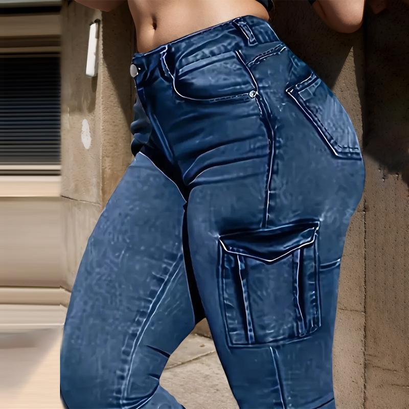 2024 New Fashion Elegant Women's Pants Featuring Zippers and Pockets, Revitalizing the Timeless Appeal of Classic Jeans