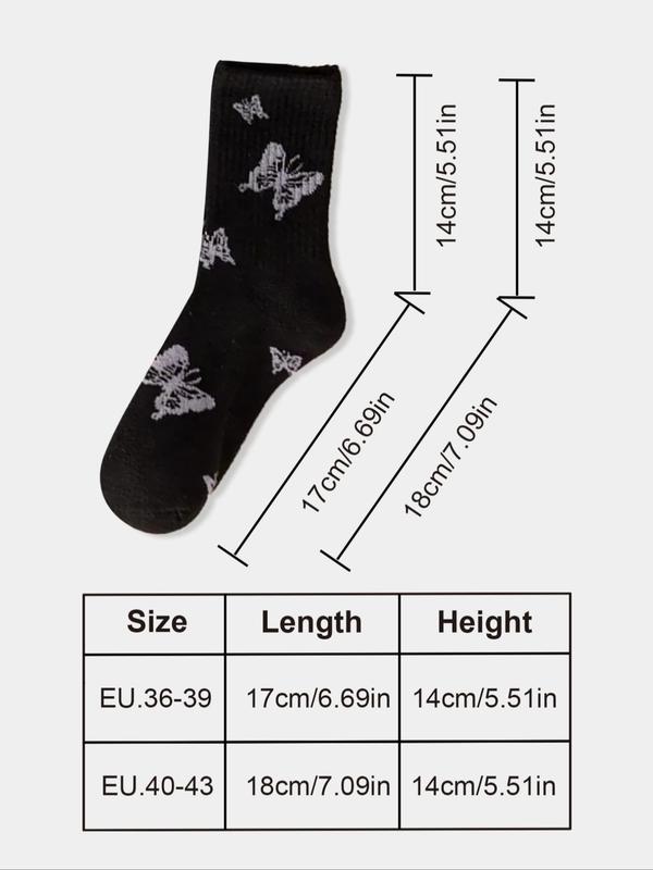 Women's Random Color Cartoon Graphic Crew Socks, Casual Moisture Wicking Socks, Socks for Women, Back To School Clothes, Soft Comfy Breathable Socks for All Seasons Daily Wear