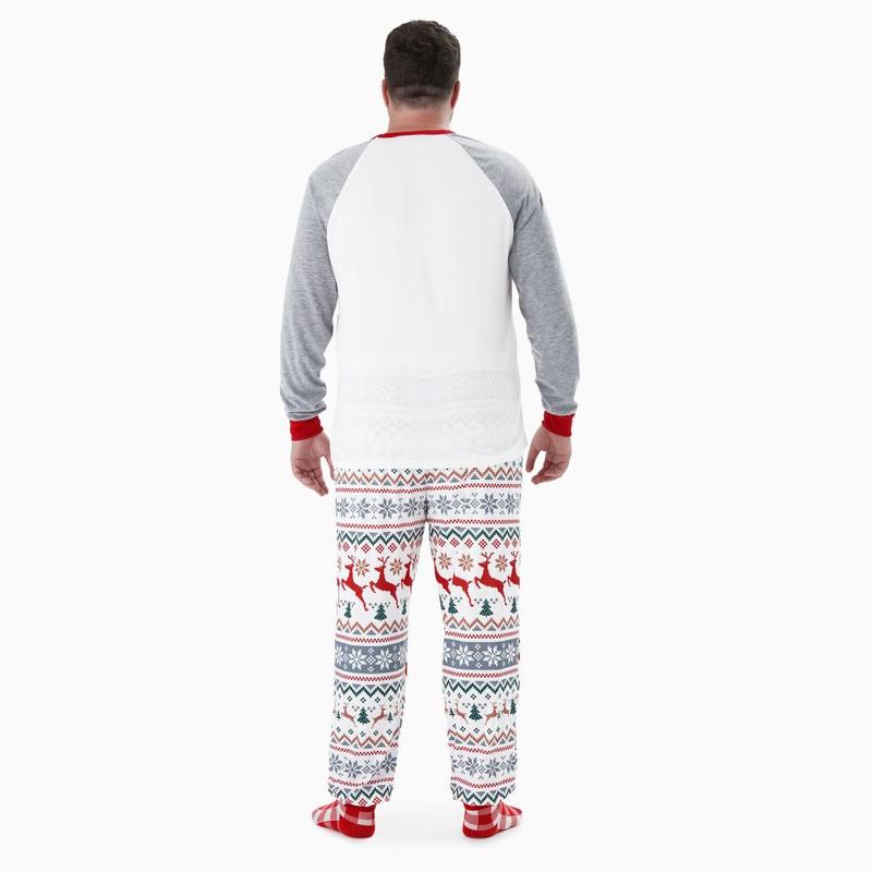 PatPat Christmas Pajamas Family Matching Outfits Raglan Sleeves Cartoon Reindeer Graphic Allover Pattern Pants PJs Sets