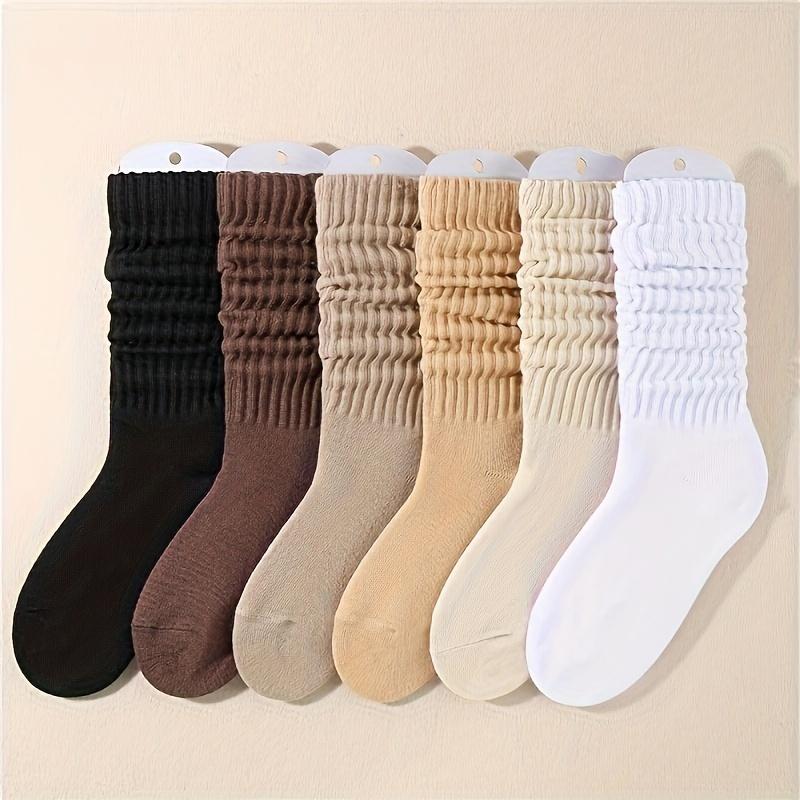 6 Pairs of Cozy Solid Slouch Socks - Soft, Warm, Basic ,and Breathable Calf Socks for Daily Use - Perfect for Women's Stockings and Hosiery Nsoeeds, Simple Yet Stylish Design mixed color Womenswear Underwear Lady Winter sock