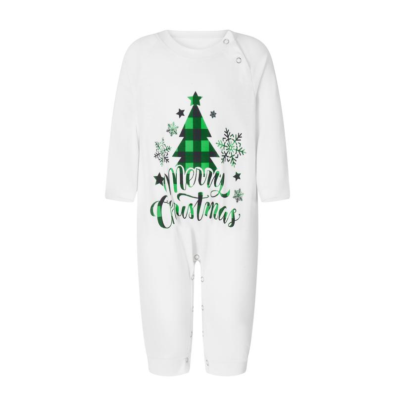 Family Matching Christmas Pajamas, Long Sleeve Xmas Tree Letter Print Tops Green Plaid Pants Sleepwear Outfits