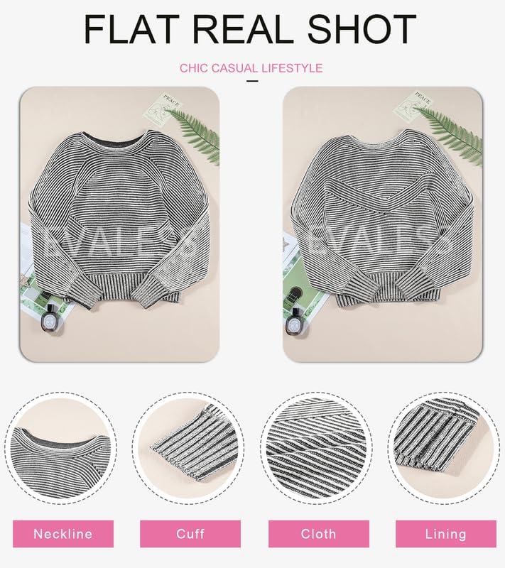 EVALESS Sweaters for Women Oversized Crewneck Batwing Sleeve Pullover Sweater 2024 Fashion Winter Outfit Clothing Knitwear Womenswear Round Neck Tops