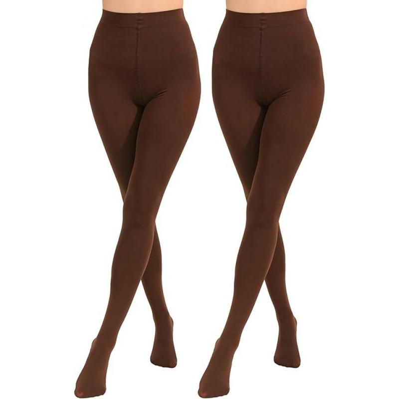 2 Pairs Women's Solid Color Tights 80D, Soft Opque Microfiber Tights