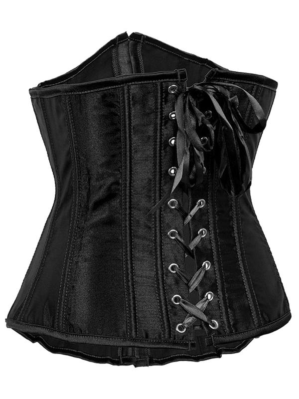 Women's Plain Lace Up Grommet Eyelet Corset Waist Trainer, Retro Solid Color Belly Slimmer Underbust Shaper, Tummy Control Shaper for Women