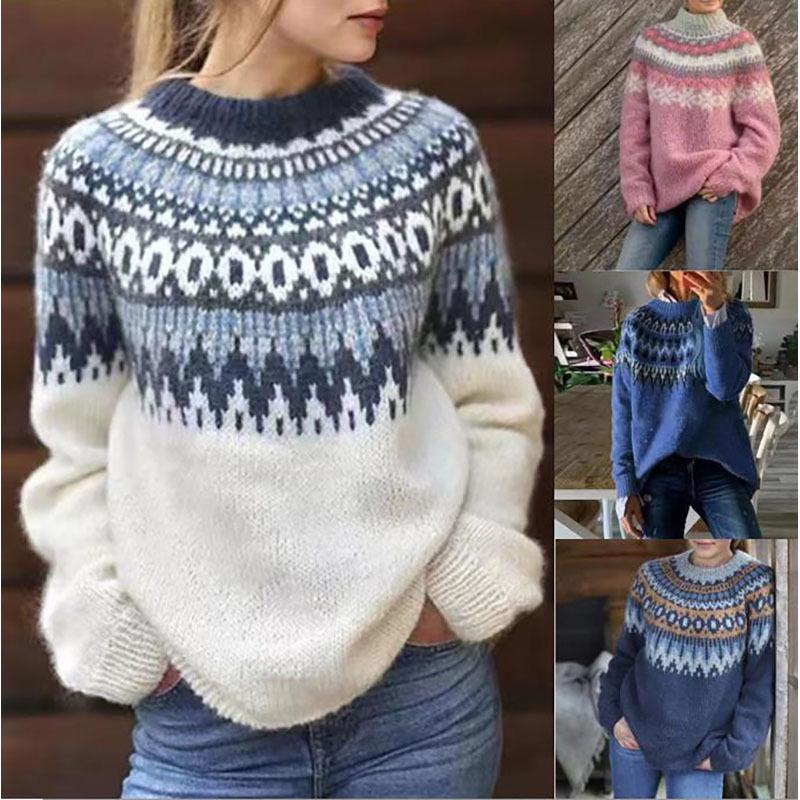 Autumn and Winter Best Selling Women's Clothes Sweater Acrylic Thick Needle Thickened Jacquard Knitted Sweater