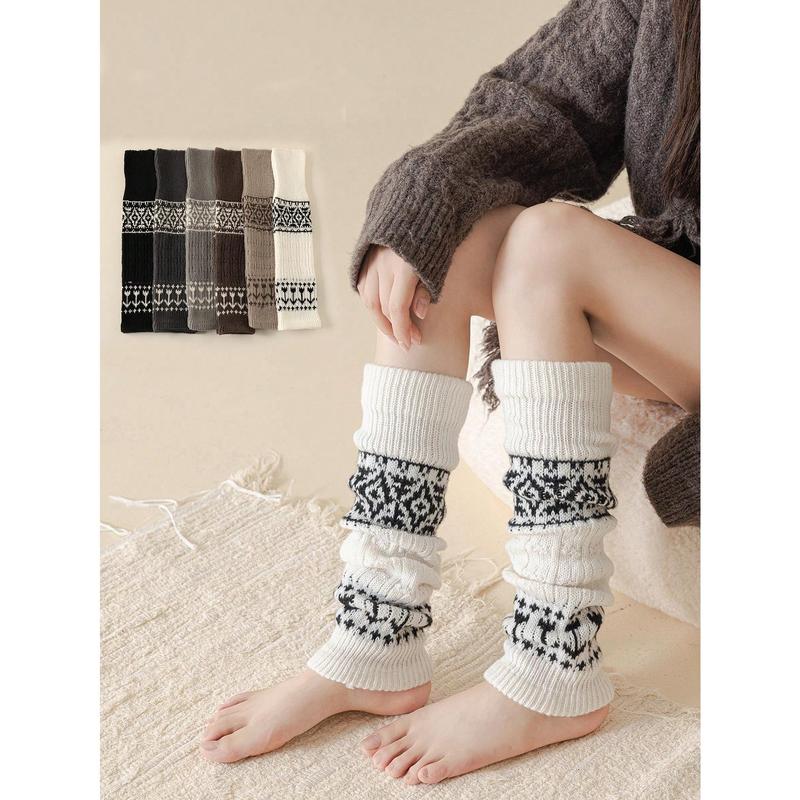 1 Pair Bohemian Style Thickened Warm Wool Leg Warmers For Women, Flattering For JK Skirt Outfits