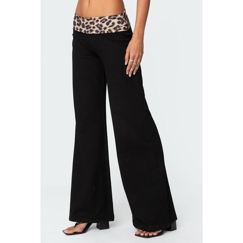 Leopard Fold Over Pants