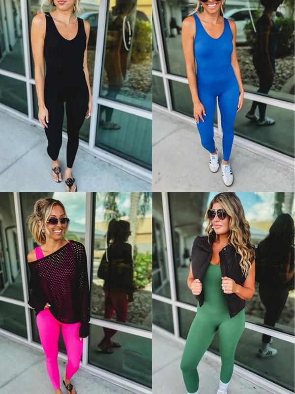 All Fired Up Ribbed Viral Jumpsuit 7 COLORS Black Grey Blue Rust Pink Sleeveless Basic Comfort Women Spandex