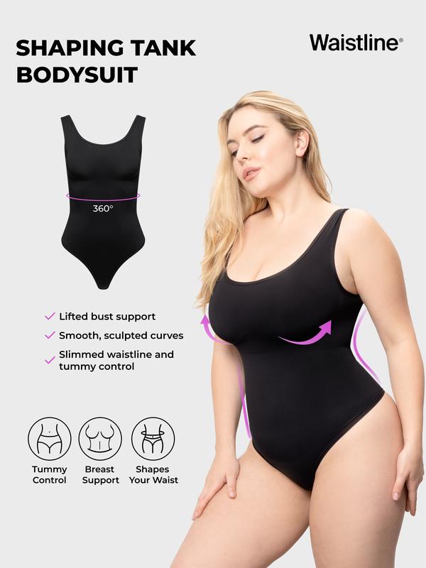 WAISTLINE Sleeveless Bodysuit, Comfort Seamless Tummy Control Shapewear Tank Top Body Suit, Sculpting Snatched Waist Compression Shaper Womenswear