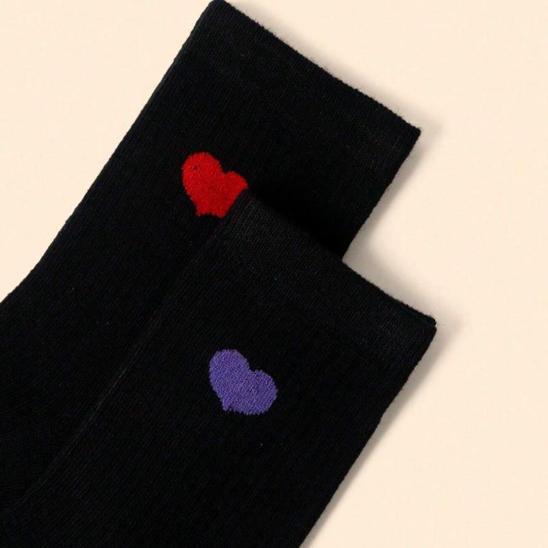 5prs Pack Cute Bow Accent Cartoon Patterned Mid-Calf Socks, Fashionable & Comfortable Long Socks For Women, Black White Gray