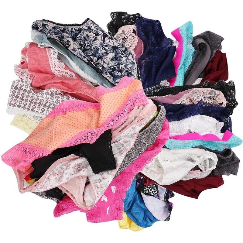 Variety of Panties - Women Underwear Pack 6, Lacy Cotton Briefs Hipsters Bikinis Boyshorts Undies Assorted