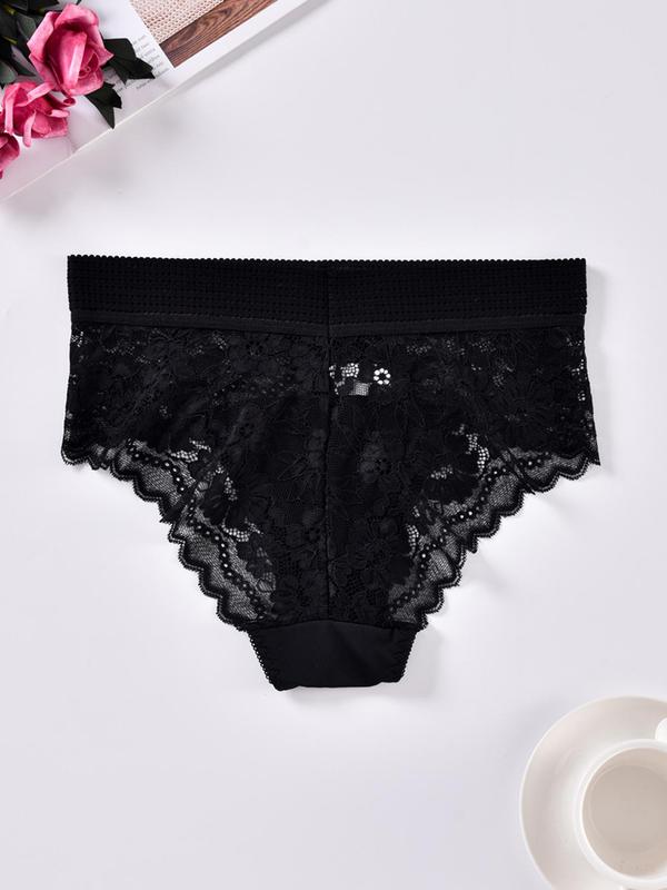 Women's Plus Size   Floral Lace High Waist Knicker, Women's Hollow Out   Panty, Soft Comfy Breathable Panties for Daily Wear