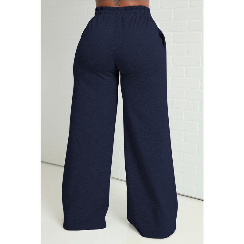 Women Casual Wide Leg Pants Drawstring Flowy Joggers Baggy Lounge Sweatpants with Pockets