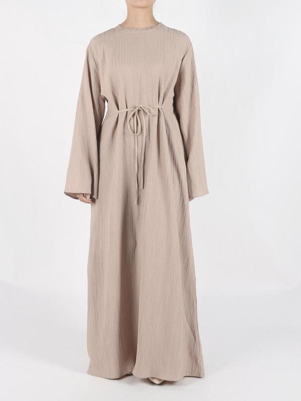 Women's Plain Tie Front Flounce Sleeve Dress, Elegant Long Sleeve Round Neck Dress for Spring & Fall, Holiday Dress, Women's Clothing for Daily Wear