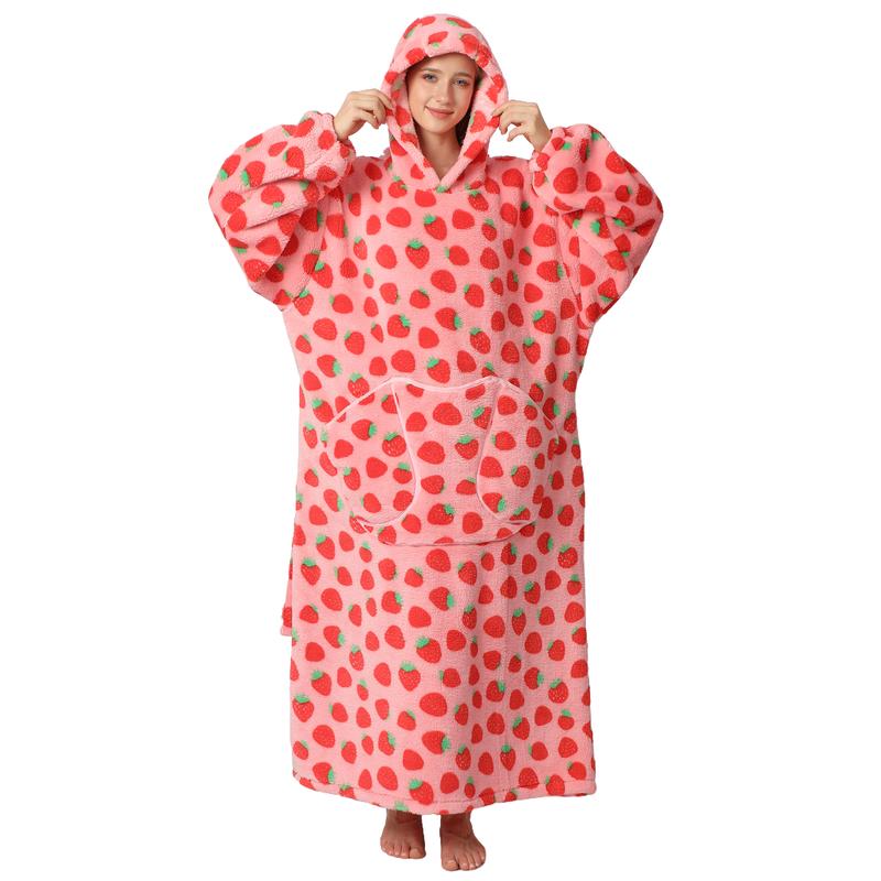 [Free shipping on 2 items] Christmas Day Gift Plus Size Wearable Blanket Hoodie for Women Men, 1Pcs Oversized Nightgown Loungewear Womenswear Wearable Hoodie Sherpa Fleece Sweatshirt Blanket Warm Hoodie with Pocket