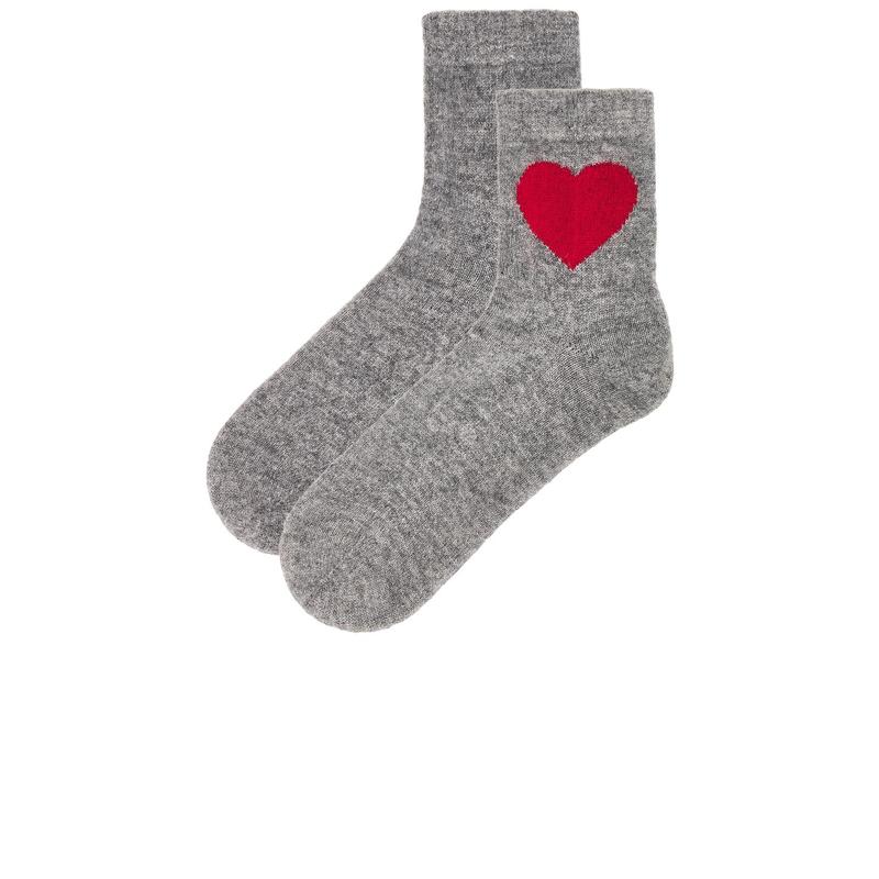 JUMPER 1234 Heart Socks in Light Brown & Red